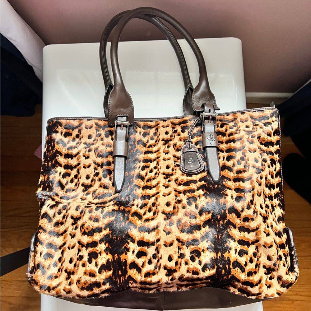 Cole Haan Leopard Print Tote with Brown Trim